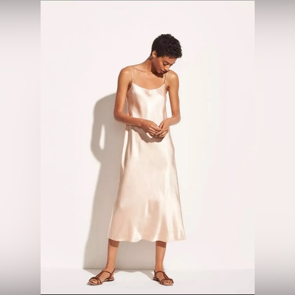 Vince Satin Slip Dress in Champagne - Picture 3 of 10